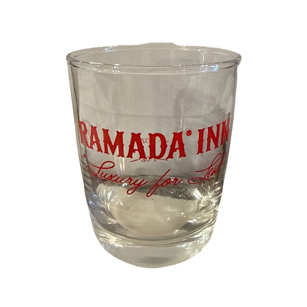 Vintage Cocktail Glass Ramada Inn "Luxury for‎ Less" 8 oz Measured Old Fashioned
